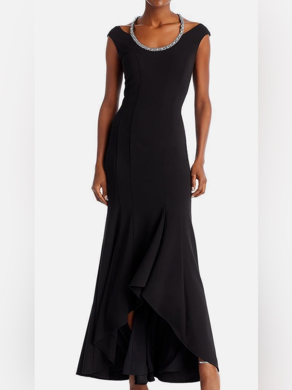NWT Aqua Women's Embellished Scuba Formal Evening Dress in Black, Sz 14